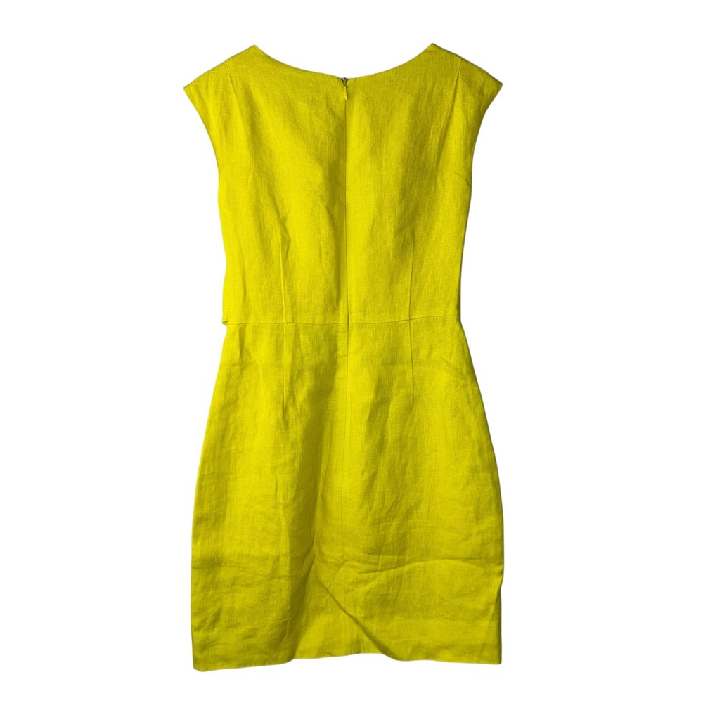 J.Crew Citron Yellow Linen Twist Front Sheath‎ Dress Silk Lined 79818 Size 2 - Picture 3 of 6